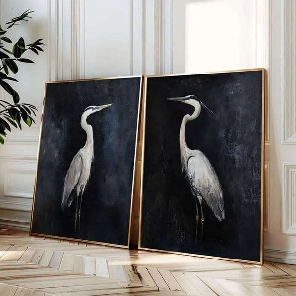 2026 perfume 2Pcs/Set Black Heron Canvas Poster Retro Flying Crane Couple Animal Wall Art Prints For Modern Living Room Home Decor cologne Gifts Free Shipping 5