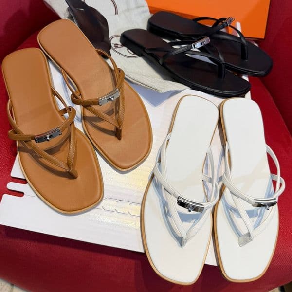 Men's and women's fashionable luxury letter flat rubber leather sandals, casual pin holder summer beach retro lock shoes designer brand women's sandals Sizes 35-42 10A+
