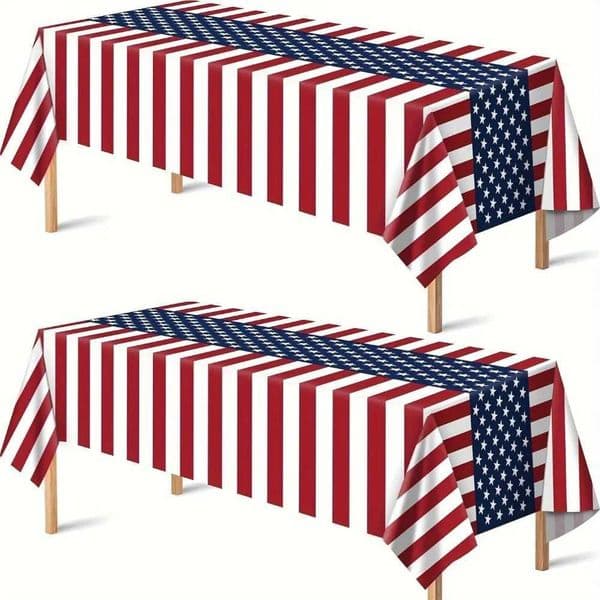 American Flag Tablecloth Waterproof Oil-Proof Patriotic Table Cover for 250th Anniversary July 4th Independence Day Party Decor C260526