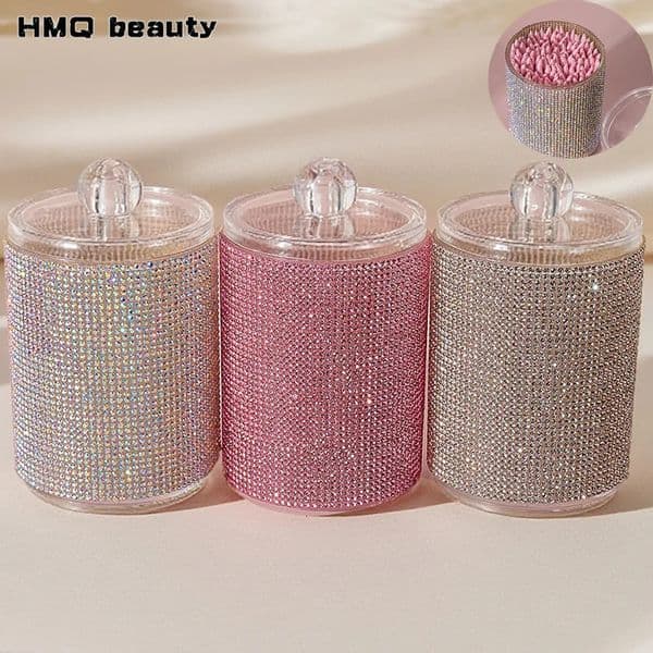y Diamond Cotton Swab Storage Box Portable Swabs Case Desktop Lipstick Eyebrow Pencil Organizer Makeup Tools 260527