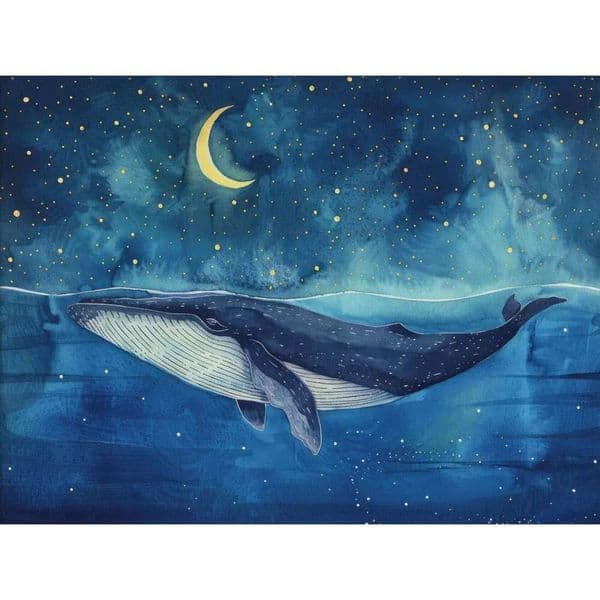 2026 Celestial perfume Starry Night Sky Humpback Watercolour Poster Whale And Boat Canvas Painting cologne Wall Art Living Room Home Decoration Free Shipping 11