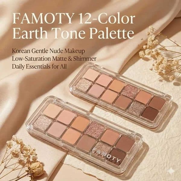 12-Color Low Saturation Eyeshadow Palette All Matte Tea Apricot Eye Makeup Palette Daily Earth Makeup Long Lasting Eye Shadows M260527