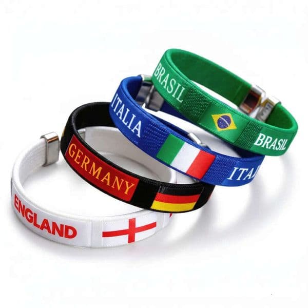 Wholesale 2026 World Cup Soccer Fan Wristband Multi Country Flag Webbing Stretch Bracelet USA Mexico Canada Sports Event Favors