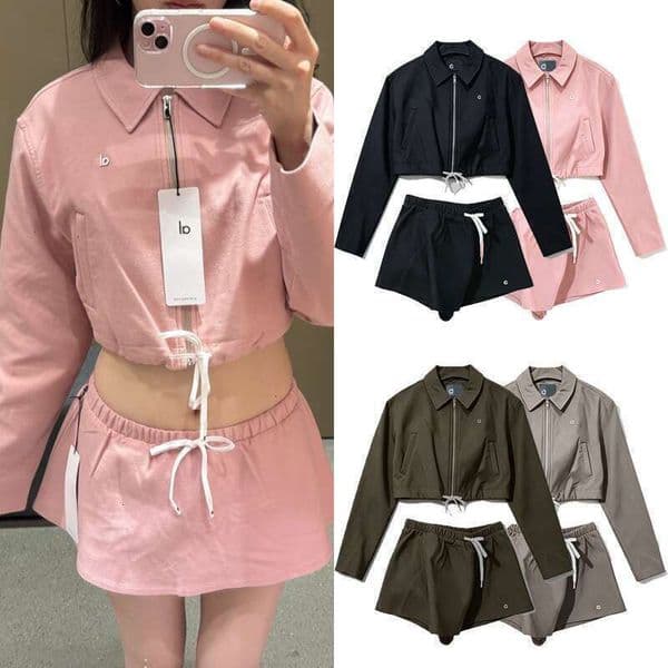 Top Alosetity jacket women Yoga Casual sports jacket Zipper Short sleeved Jacket Set Sweat shirt Pants sets women Vest Alosetity bra Women clothes A3
