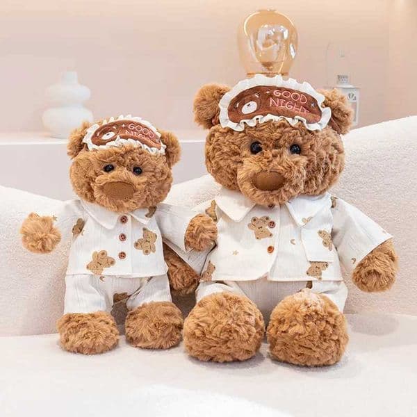 Ryan Pajama Bear Plush Doll High Quality Cute Teddy Bear Wear Eye Masks And Pajamas Stuffed Accompany Sleeping Gift Kid Gift L260527