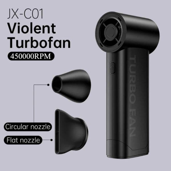 450000RPM Handheld Mini Turbo Fan Electric Air Blower Powerful Large Wind Hair Dryer High-Speed Turbo Rechargeable Blower