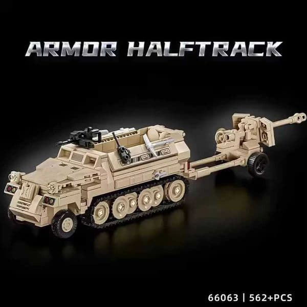 Military Tank crawler transport vehicle Armor Halftrack toy puzzle assembly building block model christmas giftR260528