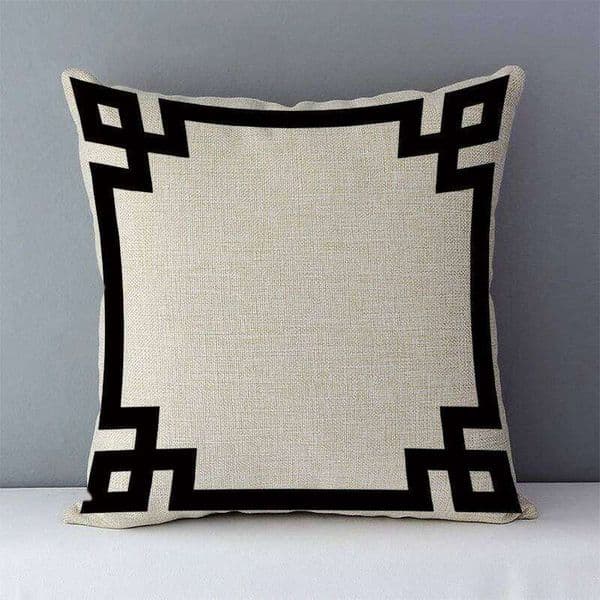 Cozy Cushion Cover Black Geometric Printed Square 45x45cm For Bed/Car Seat Home Decorative Pillows Linen Imitation Hemp Material 26L0526 Pillow Case
