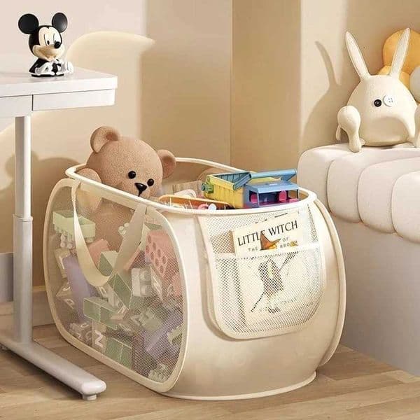 Portable Large Capacity Storage Bin - Multifunctional Toy Organizer for Plush Dolls Household Laundry Hamper J260528