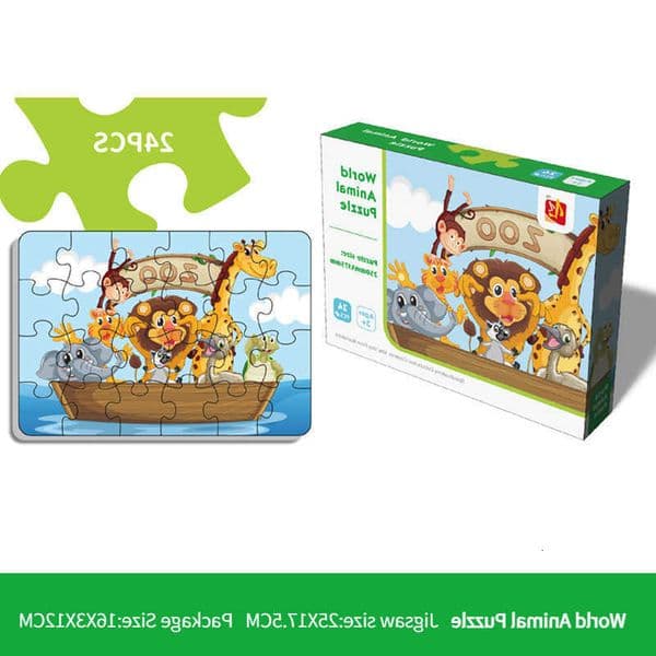 24PCS Kids Puzzle Cute Animal Undersea Low Difficulty Drawing Small Challenge Educational Toys Gifts Kindergarten Toys M260528