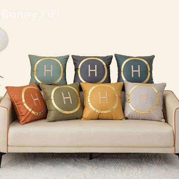 Multi-color Luxury Embroidery Cushion Covers Modern Letter H Vintage Decorative Pillowcases For Living Room Sofa Bed Home Decor 26L0526 Pillow Case