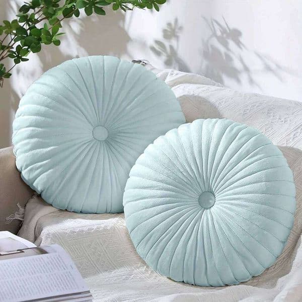Round Throw Pillow Plush Cushion for Sofa Bed Extra Soft Back Support Home Decor W260528