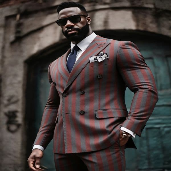 Mens 2Piece Double Breasted Suit Set Lapel Striped Tuxedo Jacket Pants Formal Business Wedding Prom Attire w260530