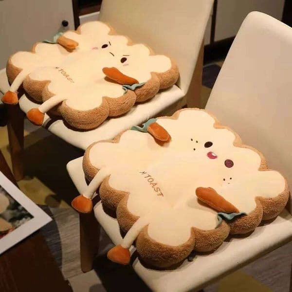 Comfy Cartoon Toast-Shaped Seat & Back Cushion Washable Anti-Fatigue Pillow Home/Office/Car (Perfect Gift for Christmas) W260528
