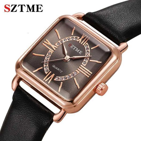 Trendy luxury square womens leather strap watch delicate and simple Roman dial fashionable womens leather watchR260528