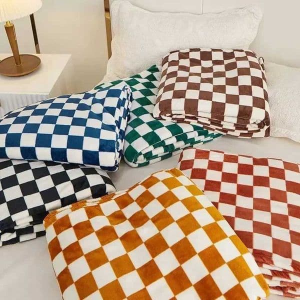 1PC Checkerboard Plaid Blanket Fluffy Soft Casual Sofa TV Throw Blanket Room Decor Bed Bedspread Quilt Blankets C260528