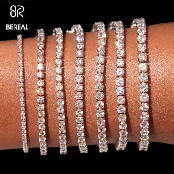 US in Stock Drop Shipping Vvs Moissanite Tennis Chain Necklace 925 Sterling Silver 3MM 4MM 5MM Diamond Tennis Bracelet Jewelry