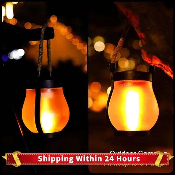 Solar Lantern Outdoor with Rope Waterproof Hanging Flame Lamp for Garden Yard Walls Patios Pathway Decorative Light S260527