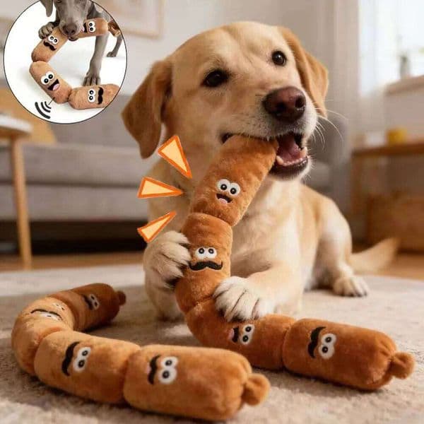 Durable Dog Plush Chew Toy Squeak Chewable Molar Simulated Sausage with BB Sound Teeth Cleaning Bite-Resistant for Puppies J260528