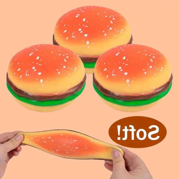 Realistic Hamburger Squeeze Toy Soft Stress Relief Fidget Ball for Anxiety Pinch Decompression Sensory Toy for Adults M260528