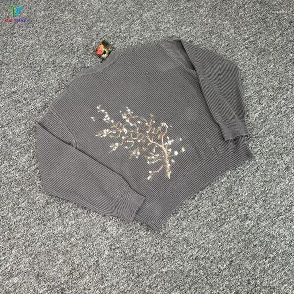 Men's Sweaters Derschutze Latest Autumn/Winter Floral Embroidered Sweater Grey Fashion High Street & Women's Premium