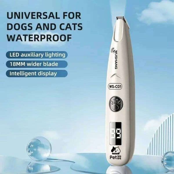 Electric Groomer with LED Light Waterproof Pet Hair Trimmer Low Noise Cat Dog Ear Hip Face Foot Paw Shaver W260528