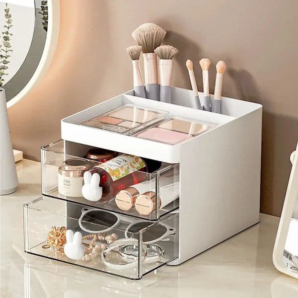 2Layer Transparent Drawer Storage Box Cartoon Creative Pen Holder for Children Girls Student Office Desktop 260527