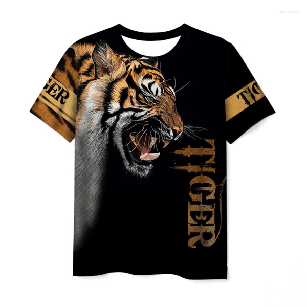 Men's T Shirts Summer Animal Tiger 3D Printed Oversized T-Shirt Short Sleeve Fashion Streetwear For Men Women Male Tees Tops
