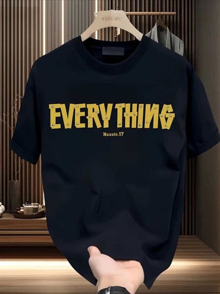 Everything dded Letter Graphic Print 100 Cotton Mens T Shirt for Summer Streetwear Great for Everyday Casual Outfits D260528