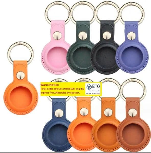 Airtag Case Keychain Leather Air Tag Holder Protective Tracker Case With Loop Key Ring For Apple AirTags Tax Duty Free HJ