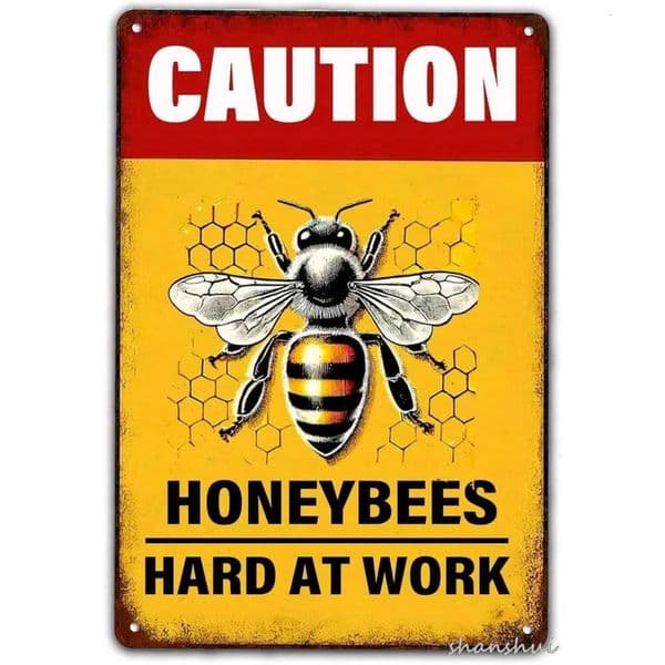 2026 Caution Honeybees Hard At Work Metal Sign cologne Honey Bee Wall Art Iron Poster Painting perfume Tin Signs For Home Cafe Bar Farm Garden Po Free Shipping 11