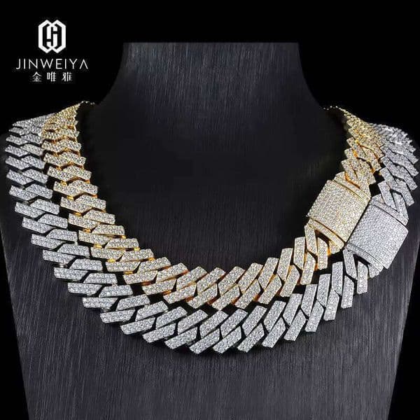 Hip Hop Iced Out Necklace Men Copper moissanite Gold Plated Miami Cuban Anniversary Chain f3
