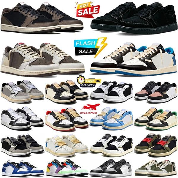 Designer 1s Low Basketball shoes OG Black Phantom Triple White University Blue UNC Bred Toe Light Smoky Grey Mens Womens trainers Outdoor Sports sneakers Eur 36-47