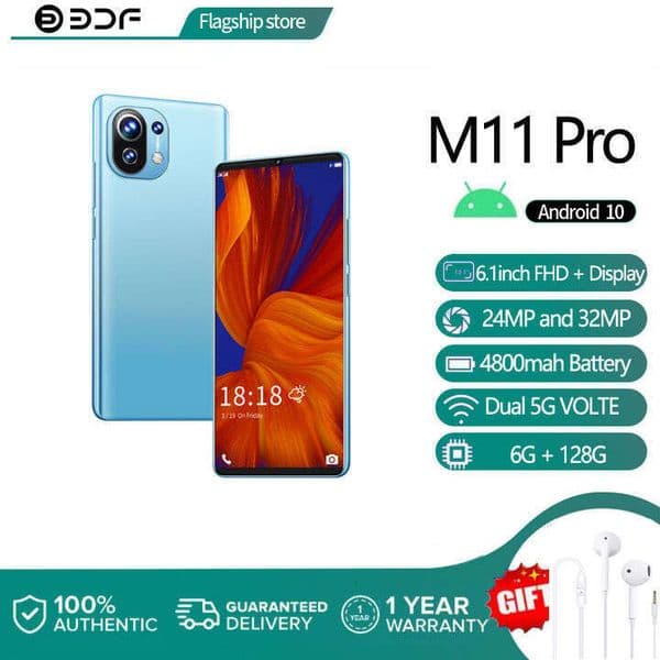 2023 cheapest M11 Pro Smartphone Android 6GB RAM 128GB ROM 4800mAh 6.1 Inch HD+ Display 24 MP+32MP Camera Mobile Phones Global Version