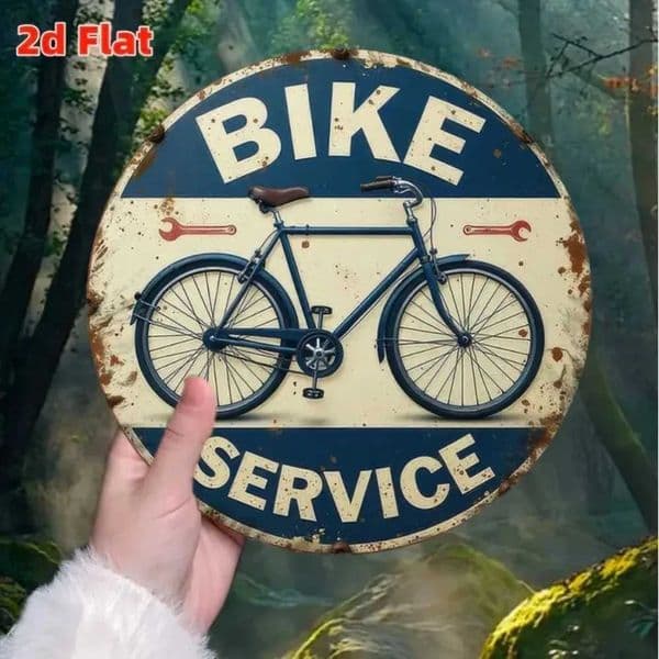 Retro Bicycle Service Aluminum Sign Rustic Vintage Garden Porch Bar Decor C260529