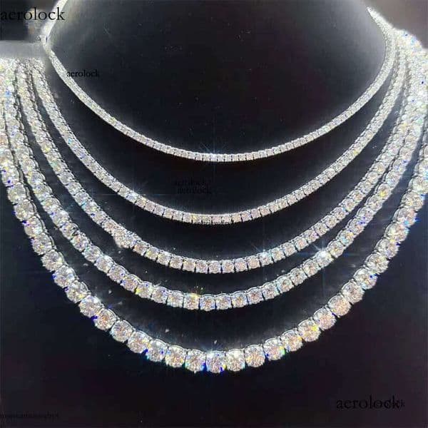 Best Selling Popular Hip Hop Iced Out Jewelry S 2mm 3mm 4mm 5mm 6.5mm VVS1 Moissanite Tennis Chain Necklace eb