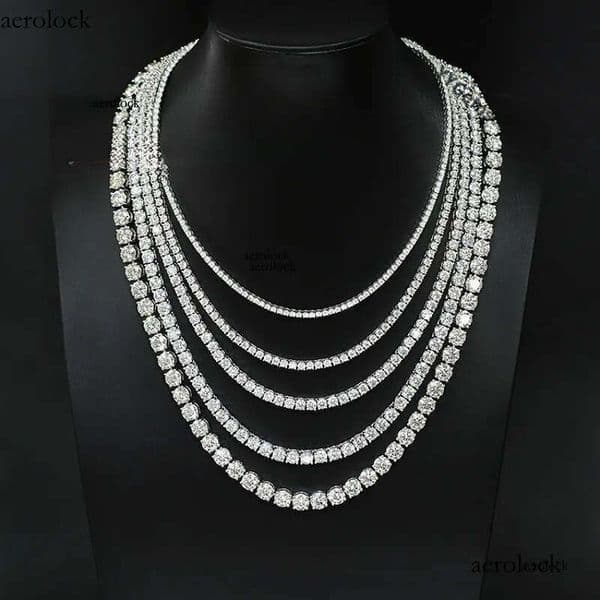 PYQ 2.5mm 3mm 4mm Vvs Tennis Chain S Sier Moissanite Necklace for Women White Gold Plated Jewelry 94
