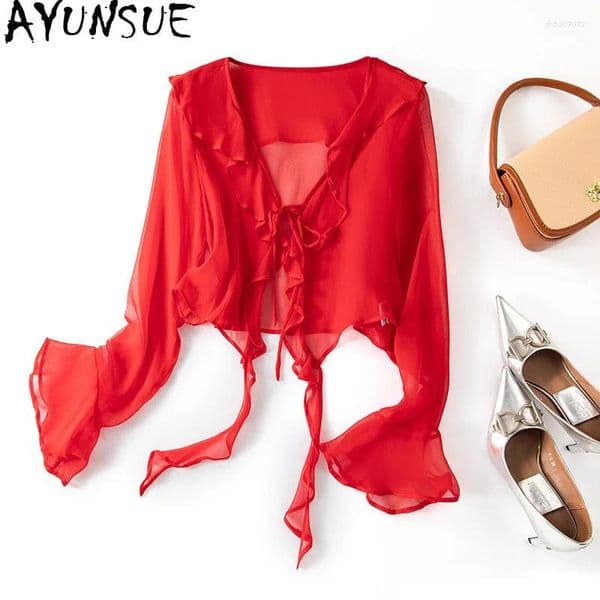 Silk Sunscreen Clothes For Woman Stylish Long Sleeve Tops Summer Lace-up Cardigan Clothing High Quality Ropa
