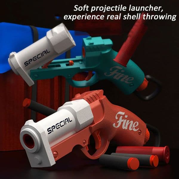 Mini Goblin Shell Ejecting Soft Bullet Toy Gun - Single Shot, Manual Load, 10-15M Range, Kids Safe