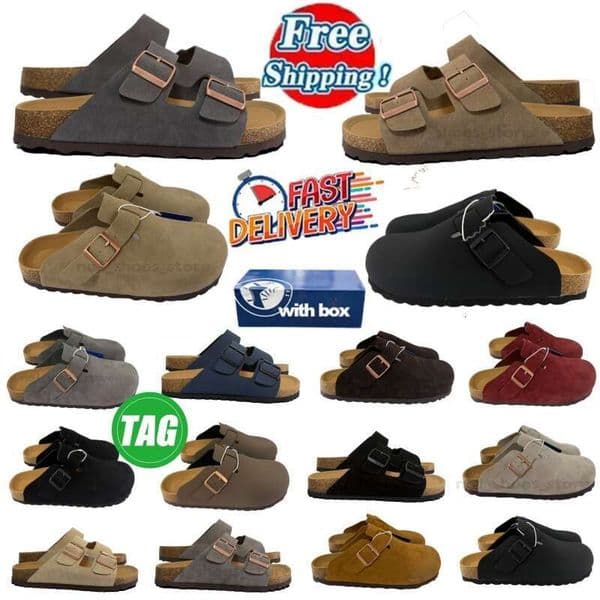 Free Shipping Unisex Birkostyle Adjustable Clogs Taupe Suede Buckle Shoes Indoor Outdoor Slippers designer Sandals Size 36-46 with box