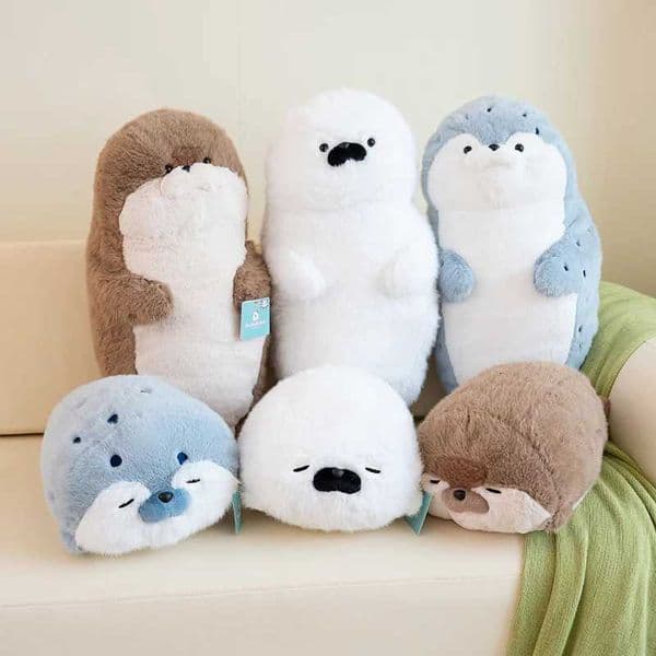 High Quality Earphone Seal Sea Otter Plush Toy Ball Round Cushion Throw Pillow for Kids Birthday Gift School Nap Sleep M260529