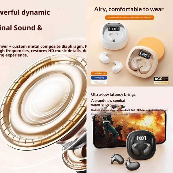 Mini In-Ear Sleep Wireless Bluetooth Earphones Digital Display Headphones with HD Audio Ultra Long Playtime and Microphone X260529