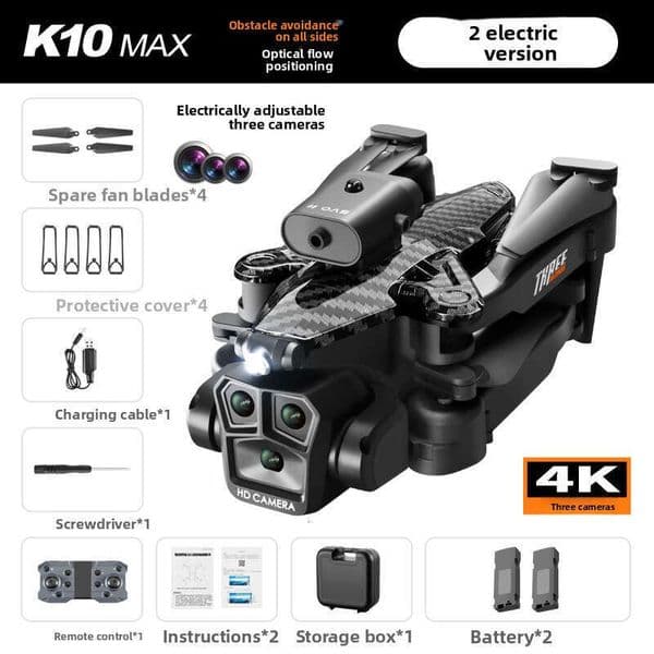 K10max Drone Obstacle Avoidance Remote Control Aircraft Optical Flow Hovering Three-Lens HD Aerial Photography Quadcopter Kuhangxin 1626-529-1505