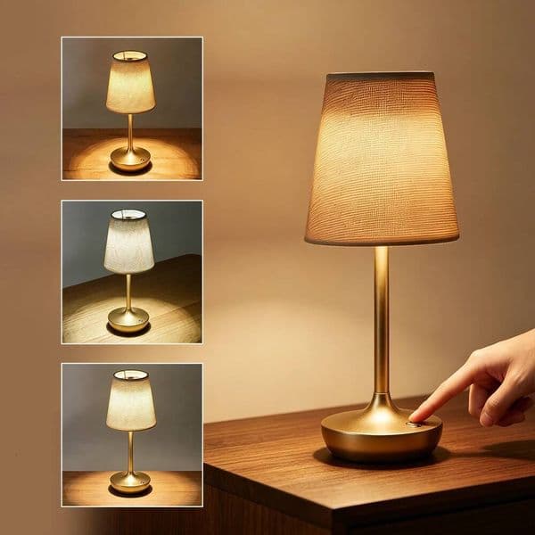 Rechargeable LED Table Lamps Simple Classic Lamp Dimmable USB Fabric Lampshade Bedroom Bedside Lighting Decoration