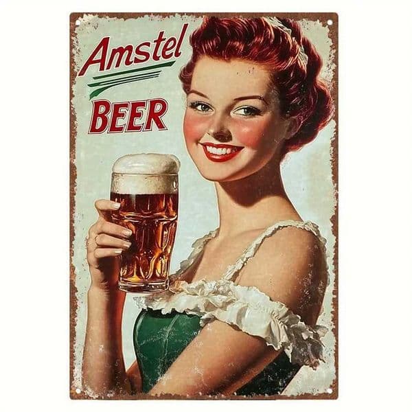 Vintage Amstel Beer Metal Tin Sign - Retro Ad Poster with Durable Aluminum es Rustic Wall Art for Indoor/Outdoor Decor Gift C260529