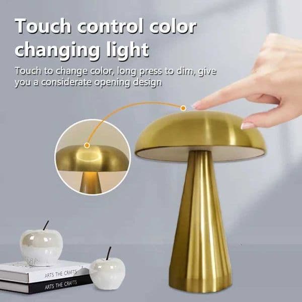 Retro Mushroom Bar Table Lamp LED Touch Sensor Three Color Dimming Rechargeable Desktop Night Light Reading Lamp M260529