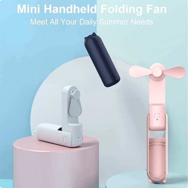 Portable Mini Handheld Fan Small Pocket Fan USB Rechargeable Battery Fan Folding Cooling USB Hand Fan with Power Bank