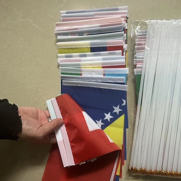 2026 Football Cup Flag 14x21 /20x28cm Small World hand Flag Hanging Flag Bar Store Supermarket Cup string banner for decoration 260529