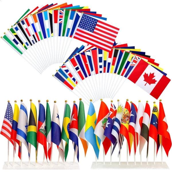 32 Countries International Stick Flag of the World Small Mini Hand Held Flags for Sports EventsInternational Festival 260529