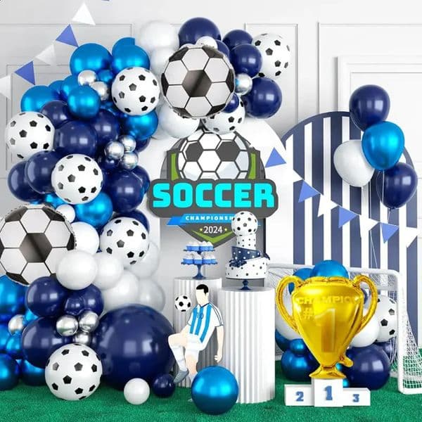 129pcs Football Theme Night Blue White Latex Balloons Garland Arch Kit for Soccer Birthday Wedding Anniversary Party Decoration 260529